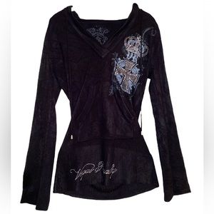 Vintage y2k bedazzled Vegas Royalty Sweater